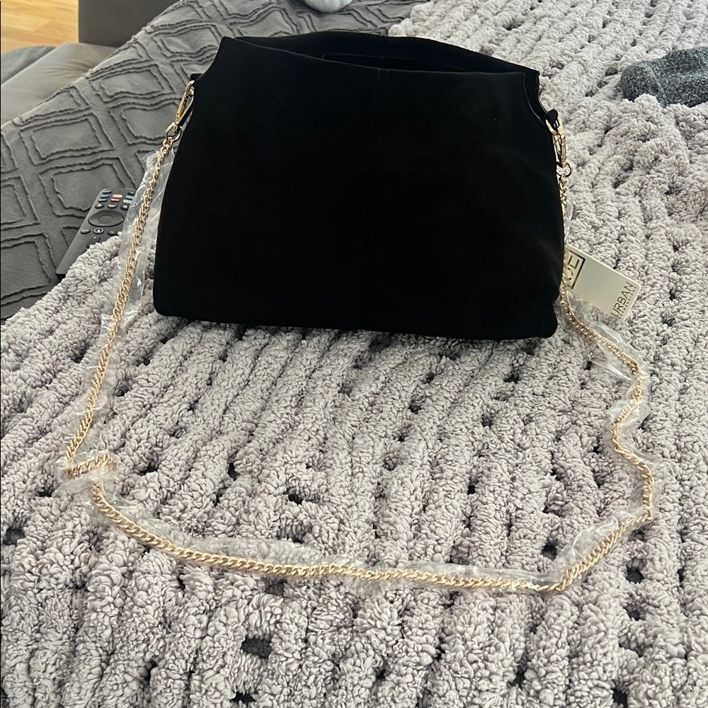 Urban Expressions Black Crossbody Bag with Gold Chain